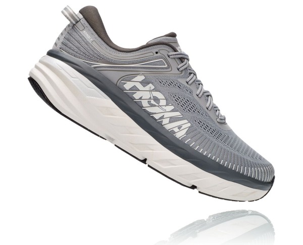 Hoka One One Bondi 7 Mens UK - Dark Grey Road Running Shoes - CMJDX5084